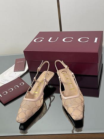 Bagsaaa Gucci Women's GG crystal slingback pump 674668 beige