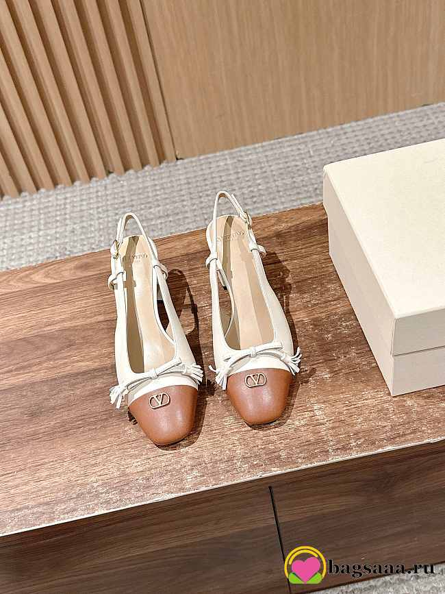 Bagsaaa Valentino Valet Du Roi Kidskin Slingback Pumps 60Mm BUTTER/TOBACCO - 1