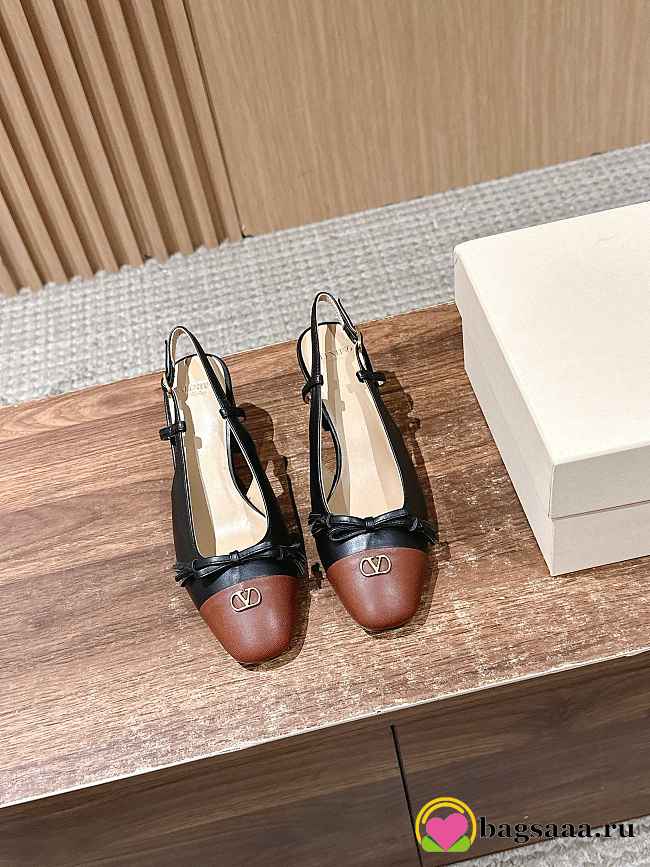 Bagsaaa Valentino Valet Du Roi Kidskin Slingback Pumps 60Mm BLACK/COFFE - 1