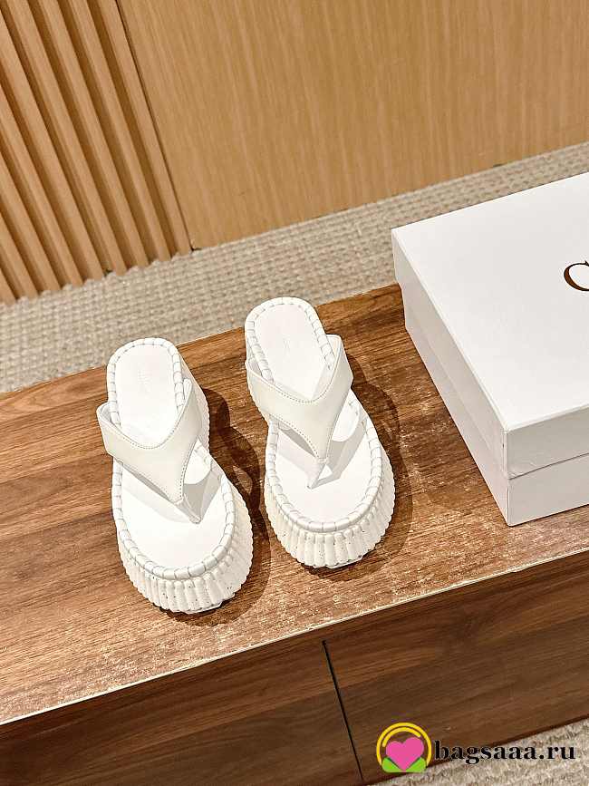 Bagsaaa Chloe Nama wedge slide white 8cm - 1