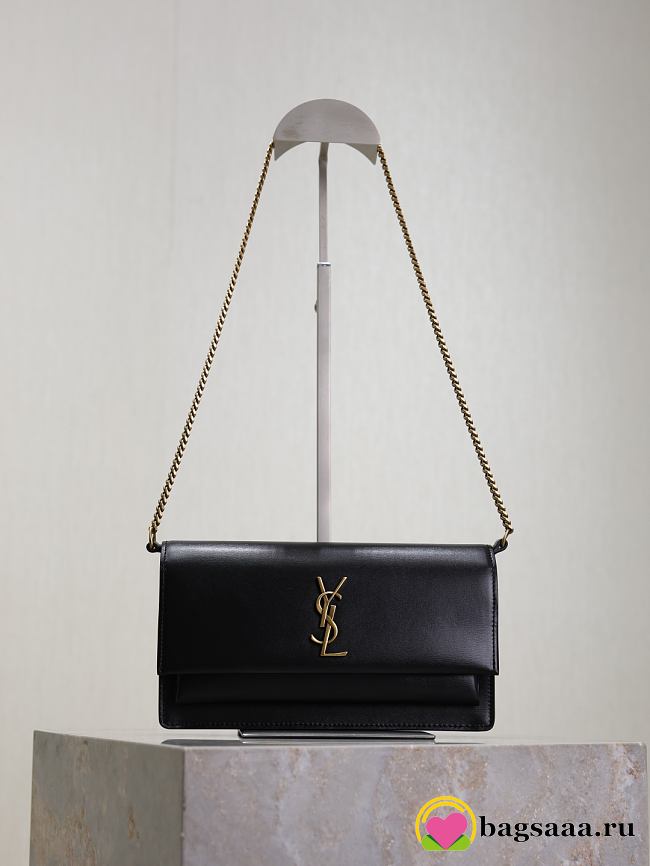 Bagsaaa YSL SUNSET clutch in BOX saint laurent 810997 black - 22cm - 1