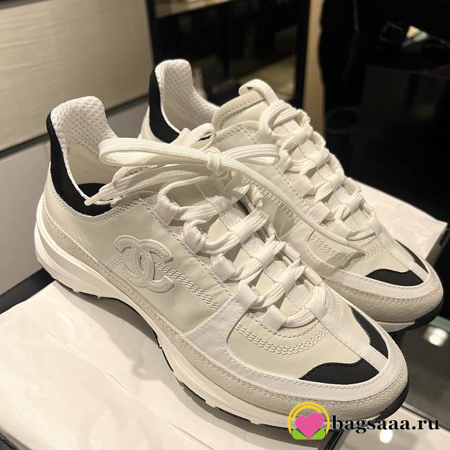 Bagsaaa Chanel Sneakers G46609 White & Black Calfskin & Suede - 1