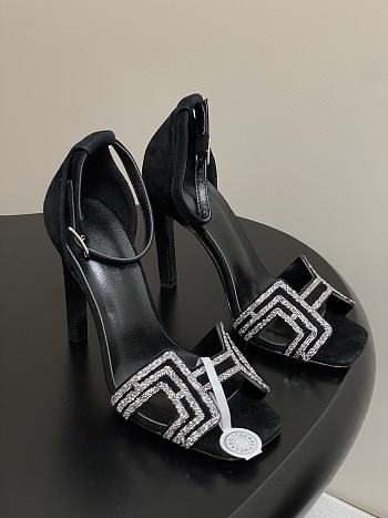 Bagsaaa Hermes Premiere 105 sandal black suede