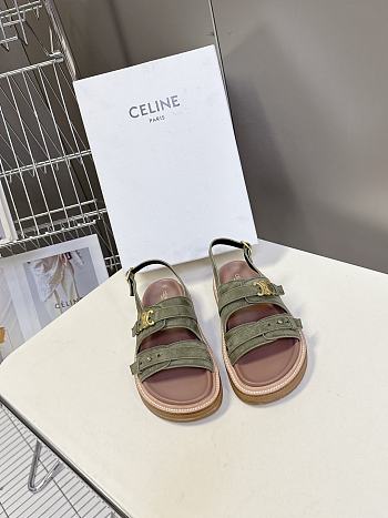 Bagsaaa Celine - Tippi Triomphe Sandal In Suede Calfskin green