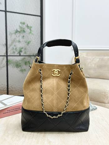Bagsaaa Chanel Shopping Bag AS5636 Beige & Black Suede - 33cm