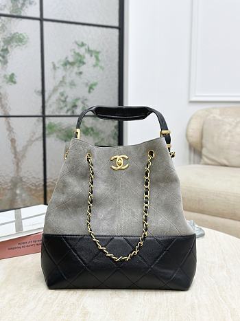 Bagsaaa Chanel Shopping Bag AS5636 Gray & Black Suede - 33cm