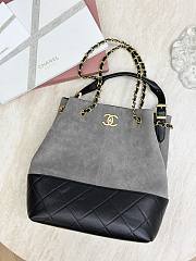 Bagsaaa Chanel Shopping Bag AS5636 Gray & Black Suede - 33cm - 4