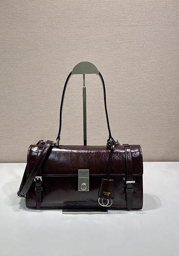 Bagsaaa Prada Medium leather handbag 1BN026 dark brown - 32cm