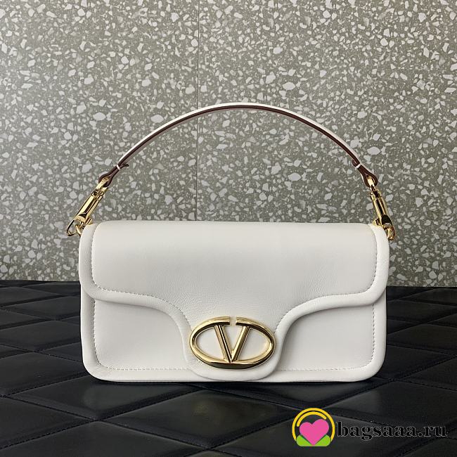 Bagsaaa Valentino Garavani VLogo Signature leather shoulder bag white - 26cm - 1