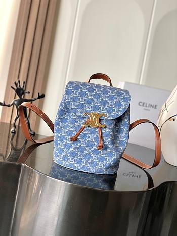 Bagsaaa Backpack Celine Bonnie In Textile With Triomphe All-Over 118702 - 25cm