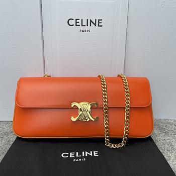 Bagsaaa Celine Orange Calfskin Triomphe Cuir Chain Shoulder Bag - 30cm