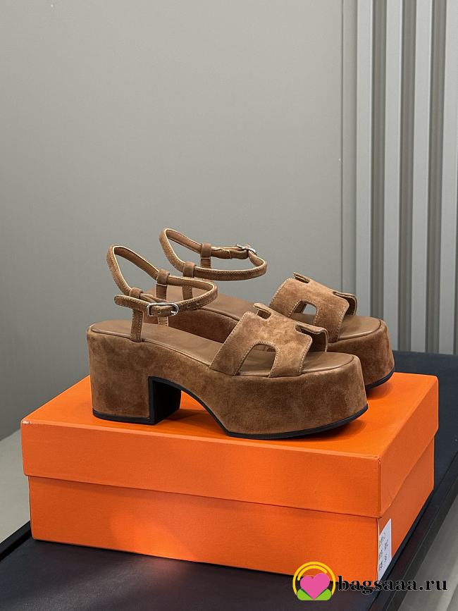 Bagsaaa Hermes Jam 30 sandal brown suede - 7.5cm - 1