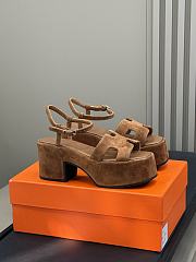 Bagsaaa Hermes Jam 30 sandal brown suede - 7.5cm - 1