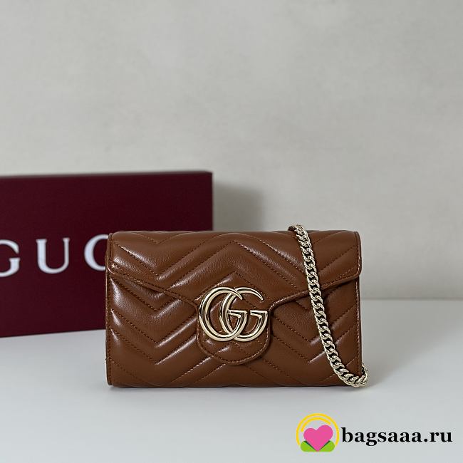 Bagsaaa Gucci GG Marmont wallet on chain ‎837745 brown - 19.5cm - 1