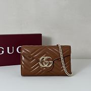 Bagsaaa Gucci GG Marmont wallet on chain ‎837745 brown - 19.5cm - 1