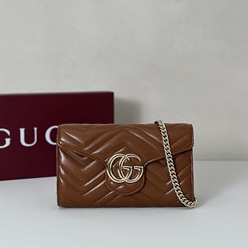 Bagsaaa Gucci GG Marmont wallet on chain ‎837745 brown - 19.5cm