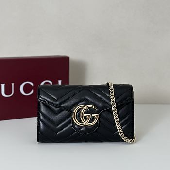 Bagsaaa Gucci GG Marmont wallet on chain ‎837745 black - 19.5cm
