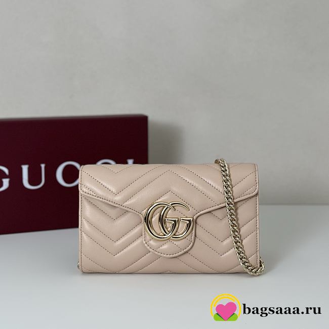 Bagsaaa Gucci GG Marmont wallet on chain ‎837745 light pink - 19.5cm - 1