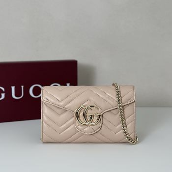 Bagsaaa Gucci GG Marmont wallet on chain ‎837745 light pink - 19.5cm