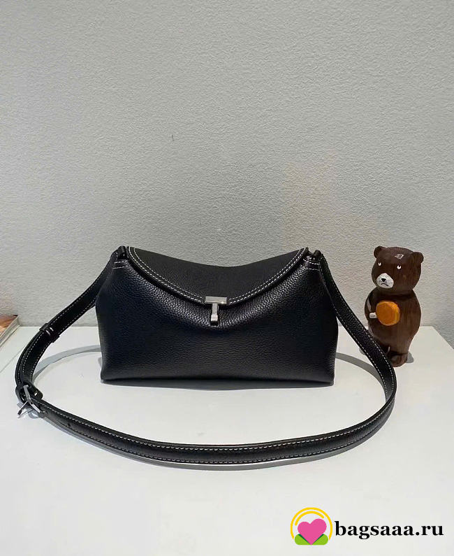 Bagsaaa Toteme T-Lock grained-leather clutch black - 26cm - 1