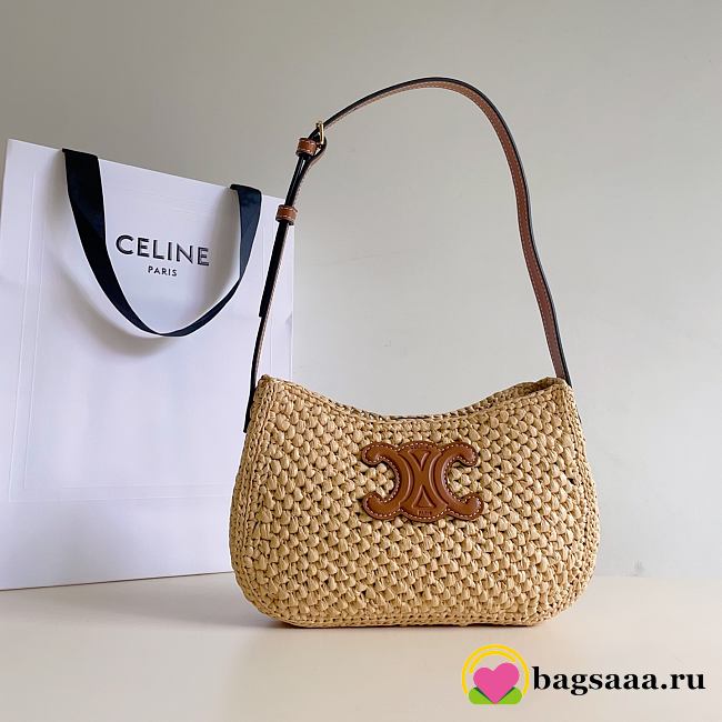 Bagsaaa Celine Medium Tilly Bag In Raffia And Calfskin 119722 - 22cm - 1