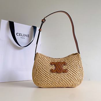Bagsaaa Celine Medium Tilly Bag In Raffia And Calfskin 119722 - 22cm