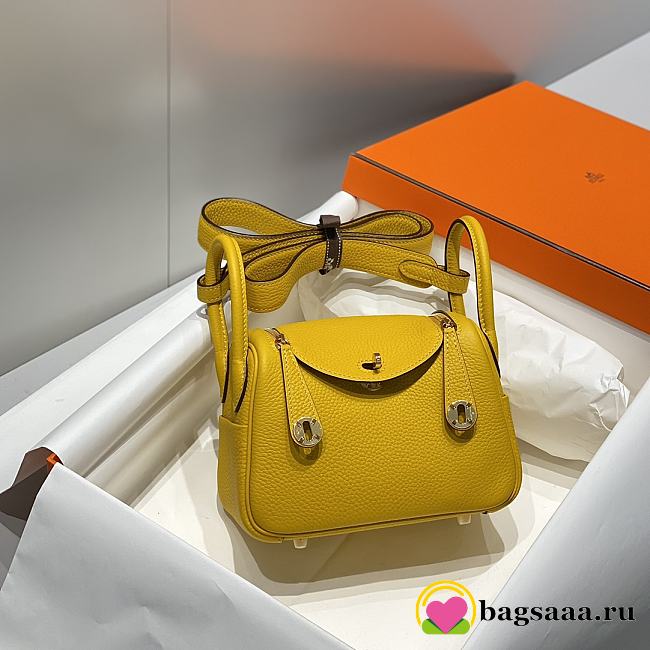 Bagsaaa Hermès mini Lindy Yellow Togo & Gold - 20cm - 1
