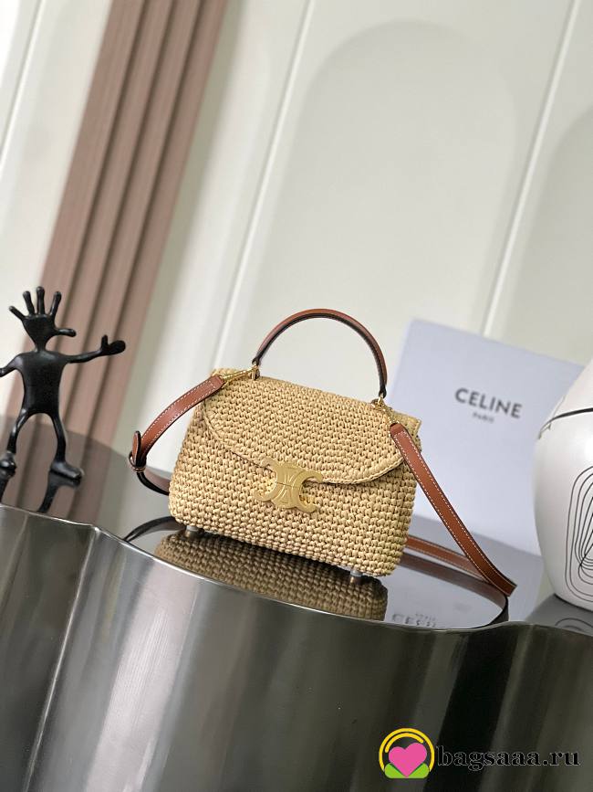 Bagsaaa Celine Teen Nino Bag In Raffia and calfskin 119672 - 20.5cm - 1