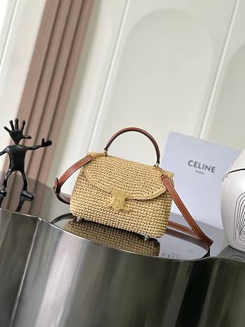 Bagsaaa Celine Teen Nino Bag In Raffia and calfskin 119672 - 20.5cm