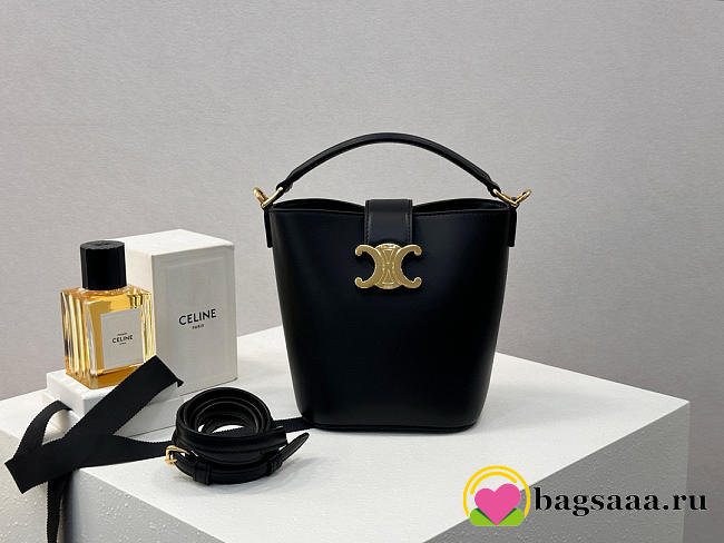 Bagsaaa Celine Mini Bucket Louise in smooth calfskin 10N473 black - 16cm - 1