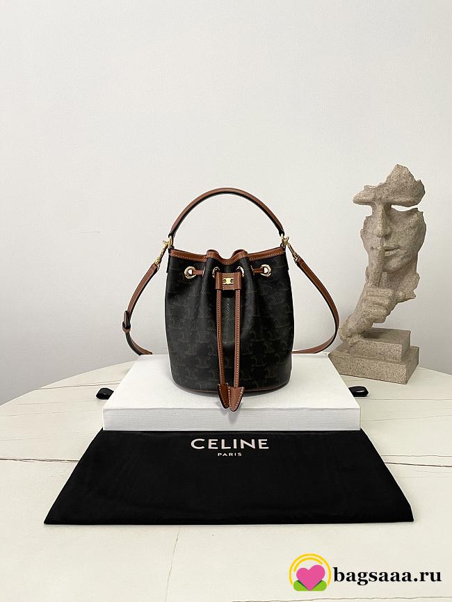 Bagsaaa Celine Teen Clara Bag In Triomphe Canvas And Calfskin 121672 - 19cm - 1