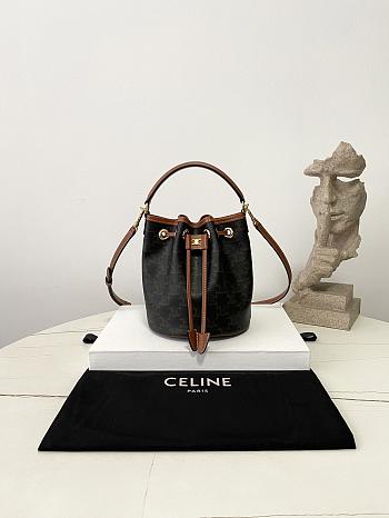 Bagsaaa Celine Teen Clara Bag In Triomphe Canvas And Calfskin 121672 - 19cm