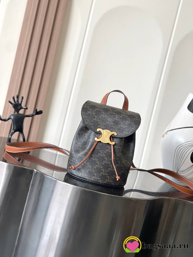 Bagsaaa Backpack Celine Bonnie In Triomphe Canvas And Calfskin 118702 - 25cm - 1