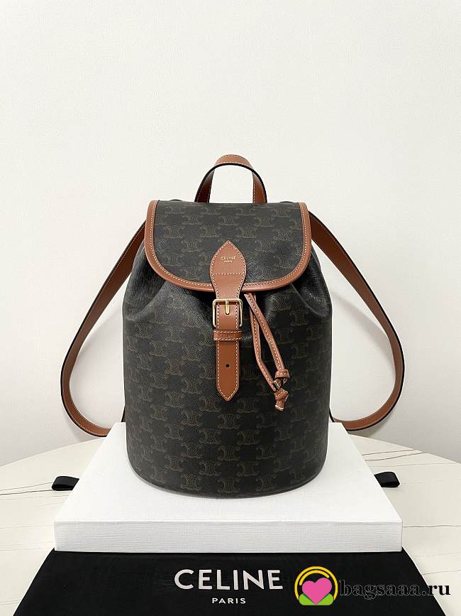Bagsaaa Celine Medium Backpack Folco In Triomphe Canvas And Calfskin 117902 - 32.5cm - 1