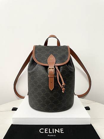 Bagsaaa Celine Medium Backpack Folco In Triomphe Canvas And Calfskin 117902 - 32.5cm