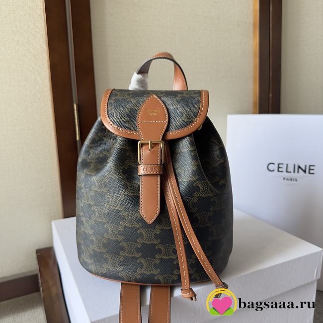 Bagsaaa Celine Mini Backpack Folco In Triomphe Canvas And Calfskin 197662 - 20cm - 1