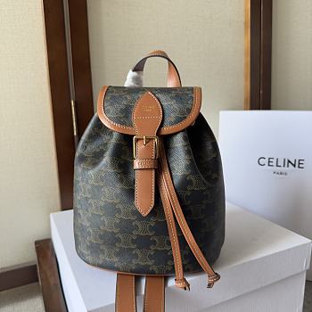 Bagsaaa Celine Mini Backpack Folco In Triomphe Canvas And Calfskin 197662 - 20cm