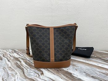 Bagsaaa Celine Medium Bucket In Triomphe Canvas And Calfskin 191132 - 24cm