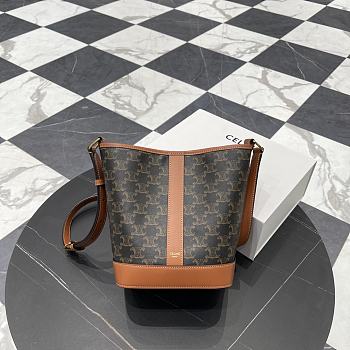 Bagsaaa Celine Small Bucket In Triomphe Canvas And Calfskin 191442 - 22cm