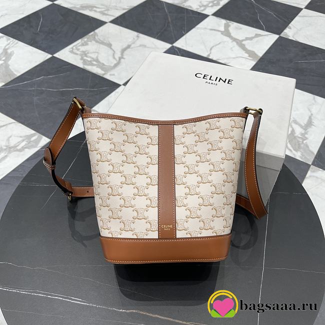 Bagsaaa Celine Small Bucket In Triomphe Canvas And Calfskin 191442 white - 22cm - 1