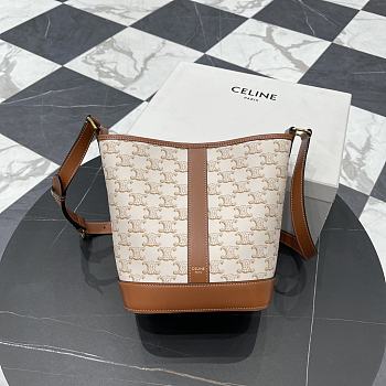 Bagsaaa Celine Small Bucket In Triomphe Canvas And Calfskin 191442 white - 22cm