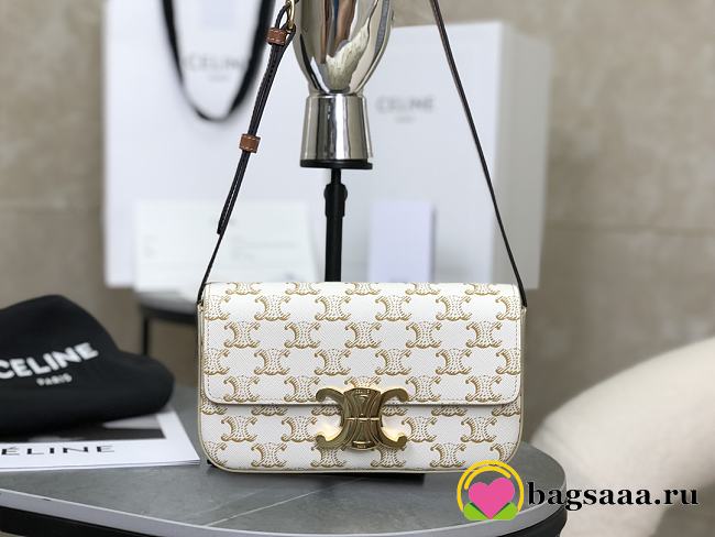 Bagsaaa Celine Shoulder Bag Claude In Triomphe Canvas And Calfskin 194142 white - 20.5cm - 1
