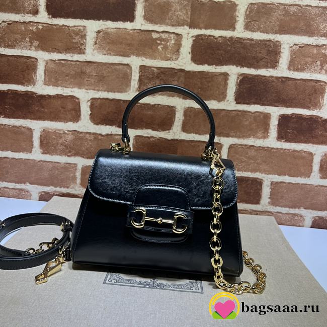 Bagsaaa Gucci Horsebit 1955 mini top handle bag 703848 black - 22cm - 1