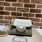 Bagsaaa Gucci Horsebit 1955 mini top handle bag 703848 beige & white - 22cm - 1