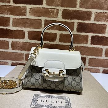 Bagsaaa Gucci Horsebit 1955 mini top handle bag 703848 beige & white - 22cm