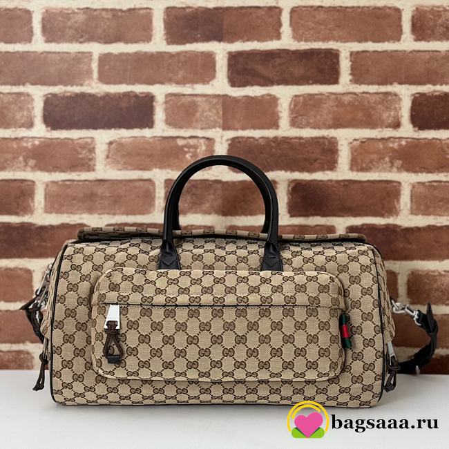 Bagsaaa Gucci GG canvas small duffle bag 800185 beige & brown - 42cm - 1