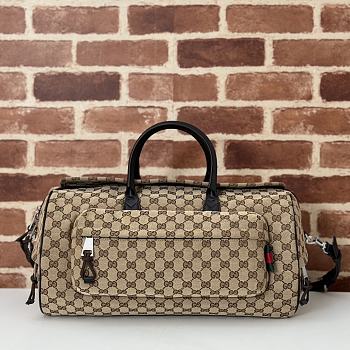 Bagsaaa Gucci GG canvas small duffle bag 800185 beige & brown - 42cm
