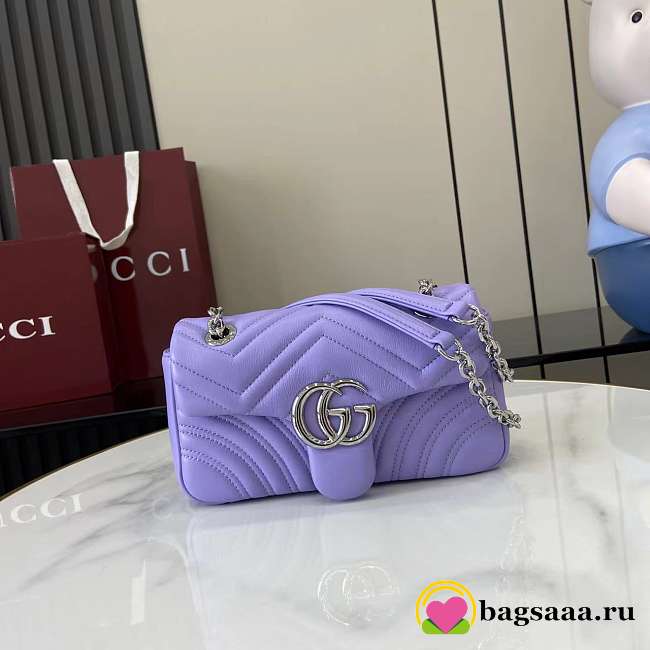 Bagsaaa Gucci GG Marmont small shoulder bag 837280 purple - 22cm - 1