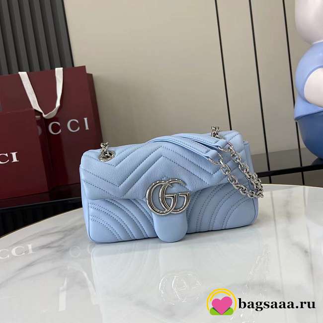 Bagsaaa Gucci GG Marmont small shoulder bag 837280 light blue - 22cm - 1