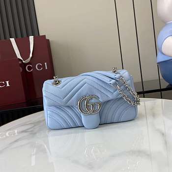 Bagsaaa Gucci GG Marmont small shoulder bag 837280 light blue - 22cm